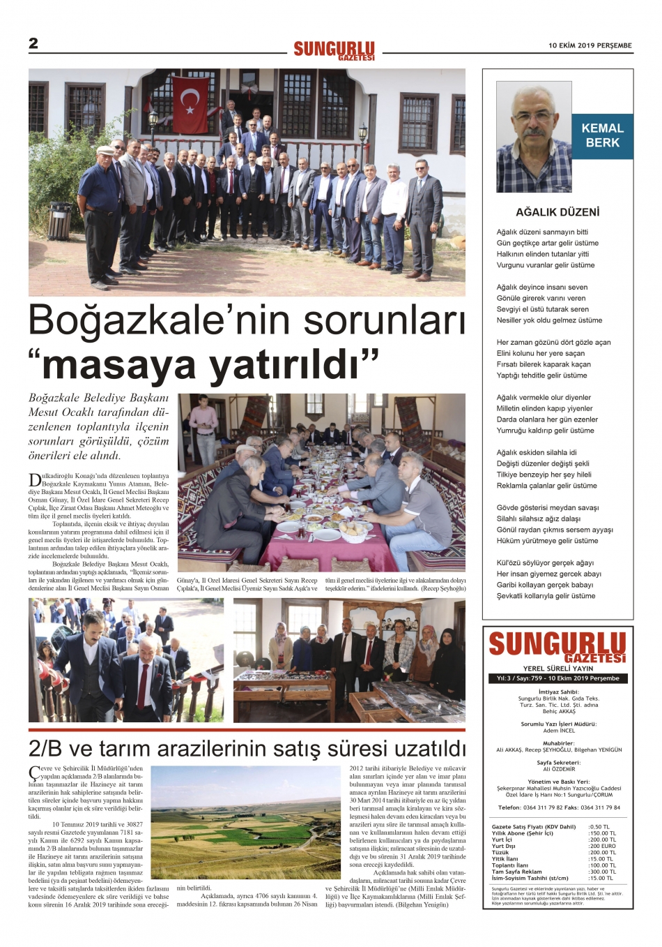 sungurlu gazetesi