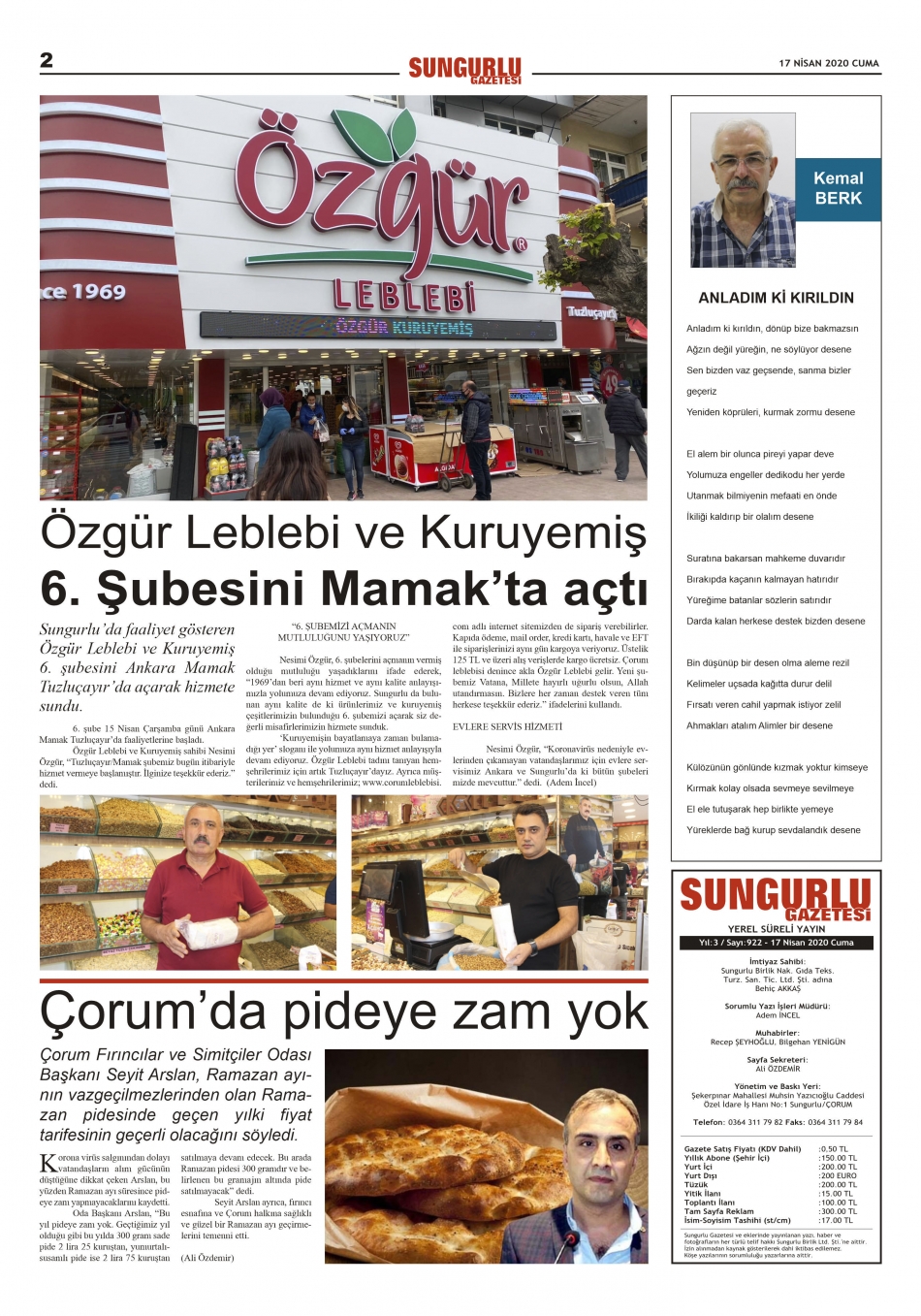 sungurlu gazetesi